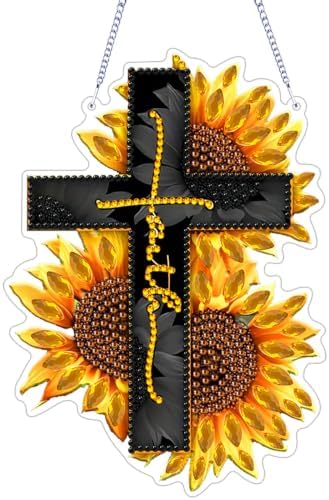 ARPADAMO Cross Diamond Art Kits for Adults, Acrylic Hanging Suncatcher