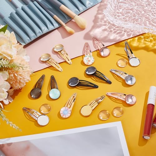 UNICRAFTALE 20 Sets 5 Color Blank Hair Clip Trays for DIY Craft Making