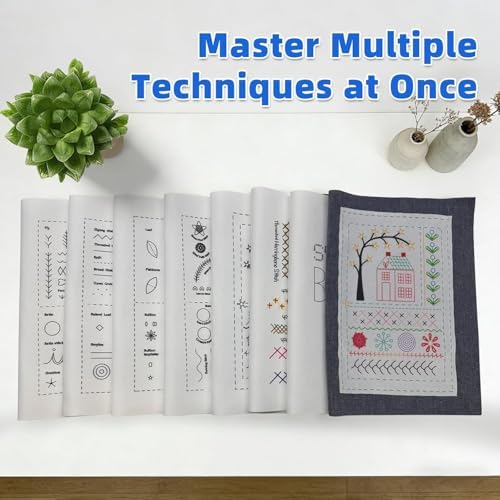 Nyrvexa 2026 New Embroidery Stitch Book Kit,Portable All Scenario Embroidery Stitch Book,Comes with a Complete Toolkit and Instructional Tutorial, Gift for Beginners， Craft Lovers (1 PCS)
