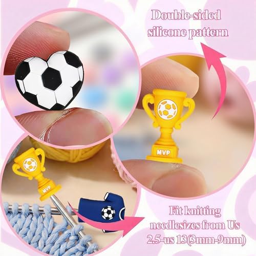 ZZXLLRO 10Pcs World Cup Knitting Needle Stoppers Silicone Point Protectors Accessories Fit Size 2.5-13 (3mm-9mm) for All Different Needle Materials
