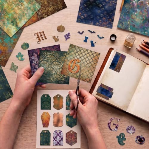 Aesthetic Scrapbook Paper Pad Vintage Patterned Paper 6×6,24 Sheets Single-Sided Boho Scrapbooking CardStock Papers Pad for Holiday Cardmaking DIY Origami Journaling.