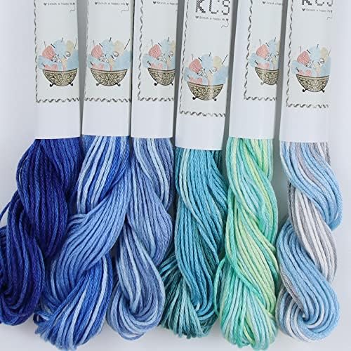 KCS Big skeins of 25 Meters Size 25 Color Variegated Cross Stitch Stranded Threads,6 skeins,19