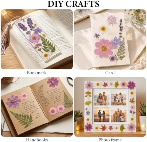 NESCCI 412 Pcs Purple Pink Dried Flowers for Crafts,Real Nature Dried Flowers for Craft Bulk Dry Flowers Leaves Kit Used for Resin Molds Scrapbooking DIY Art Crafts Candle Soap Making Nails Décor