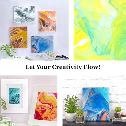 DecoArt Fluid Art Ready-to-Pour Paint Set – Neon Blast Colors, Set of 6 (4 fl oz Bottles) – Neon Acrylic Pouring Paints for Canvas, Wood & Fluid Art DIY Projects