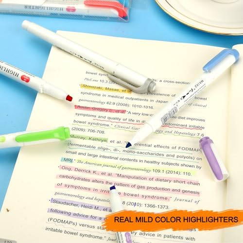 Pastel Highlighters - 35 Pcs Assorted Colors Dual Tip Real Mild Highlighter Markers, Chisel & Fine Tips for Bible Journaling, Note Taking, School Supplies, No Bleed