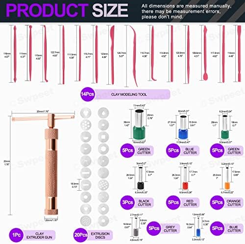 Swpeet 122Pcs Rose Gold Clay Extruder Gun and Fondant Cake Mold with Cookie Plunger Cutter Tool Polymer Clay Cutters Kit, Perfect for Clay Cake DIY Craft Cake Decorating Supplies Modeling Tool