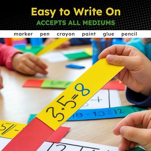 Hygloss Small Colored Poster Board 4x11 - 100 Assorted Standard Color Bulk Pack - Red, Yellow, Green, Blue, Black - 10 Pt. Thickness Poster Board Paper - Posterboard Multipack 4" x 11"
