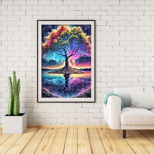 Tree of Life Paint by Numbers Kit for Adults Beginner with Wooden Framed,Adult Paint by Number Kits On Canvas,Adults' Paint-by-Number Kits DIY Oil Painting Kits for Gift Home Wall Decor 12x16 Inch