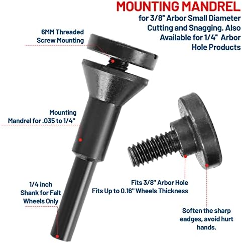 4 Pack Mounting Mandrel 3/8" & 1/4" Arbor Hole for Cut-Off Wheel Circular Saw Blade 1/4" Shaft for Die Grinder Rotary Tool