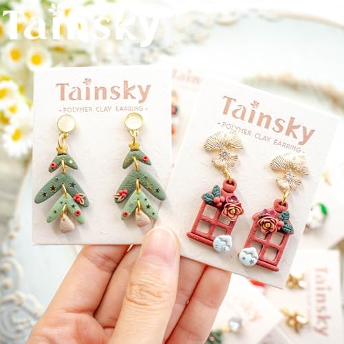 Tainsky 27 Shapes Christmas Polymer Clay Cutters, Winter Clay Cutters for Polymer Clay Jewelry Making