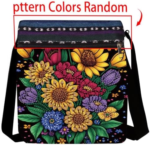 Diamond Painting Crossbody Bag - DIY Diamond Art Kits for Adults, PU Leather Shoulder Bag with Zipper, Flower Pattern Art Bag for Women
