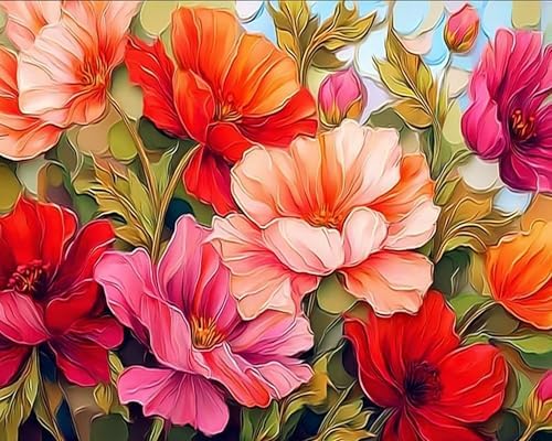 Flower Paint by Numbers Kit for Adults,Poppy Adult Painting by Numbers for Beginner on Canvas,DIY Painting Kits for Home Wall Decor,Gifts (Flower1)