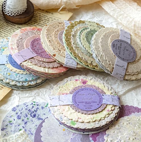 300Pcs Textured Scrapbook Supplies Kit, Round Edge Embossed Rice Paper
