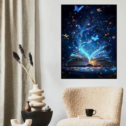 Book Diamond Art Kits for Adults, Butterfly Diamond Painting Kits 12x16inch