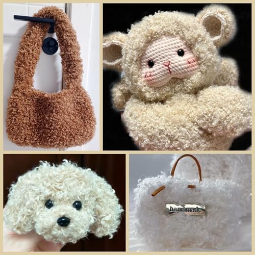 (32 Colors Available) Yusarinl Teddy Bear Yarn,Fuzzy Yarn for Crochet Polyester Plush Fur for Crafts Fluffy Fuzzy for Knitting(3.35 oz, 40 yds)-Light Blue