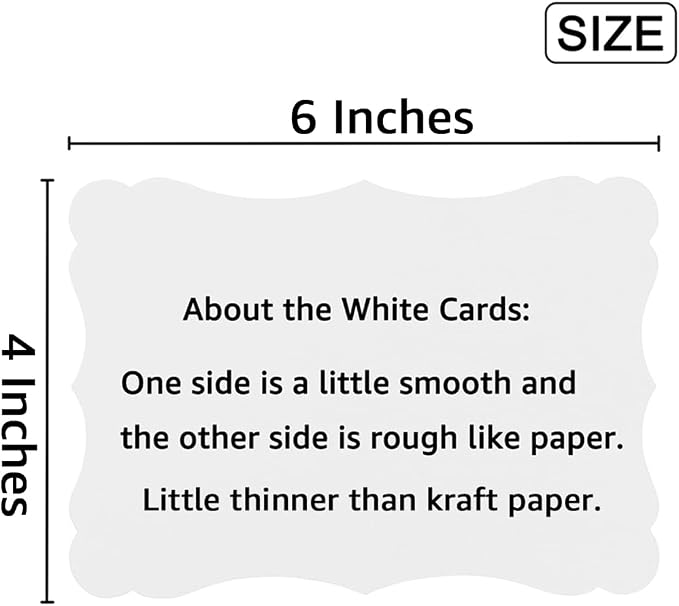 50 Pack Blank Kraft Greeting Cards, White, 4x6IN