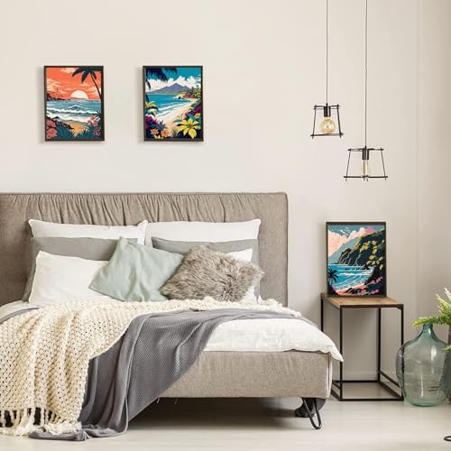 3 Pack Sunset Beach Paint by Numbers Kit for Adults Beginner,Mountain Scenery Adult Paint by Number Kits on Canvas,Easy Canvas Paint by Numbers for Adults for Home Wall Decoration 12 X 16 inch