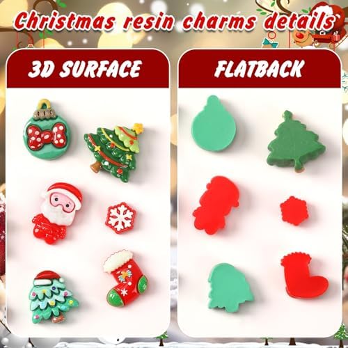 DTOFOOT 60Pcs Christmas Flatback Resin Charms for Slime Crafts Phone Cases