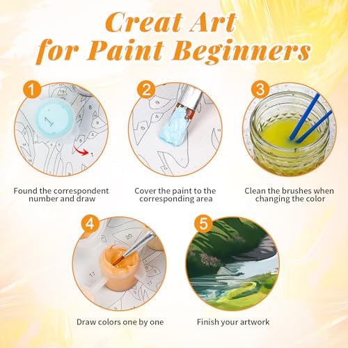 4 Pack Paint by Numbers Kit for Adults with Frame, National Parks Landscape DIY Painting Kit for Beginners, Mountain & Canyon Scenic Canvas Paint by Number Set for Nature Wall Decor, 8x12 Inch
