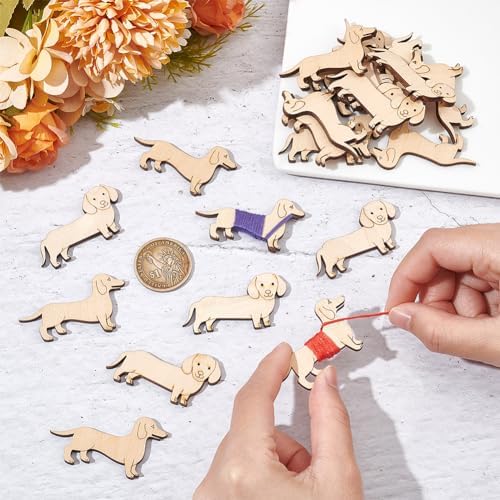 NBEADS 24 Pcs 2 Styles Wooden Animals Floss Bobbins, 2 Sizes Front and Side Dog Shaped Cross Stitch Bobbin Pet Theme Embroidery Thread Cards Winding Board for DIY Sewing Storage