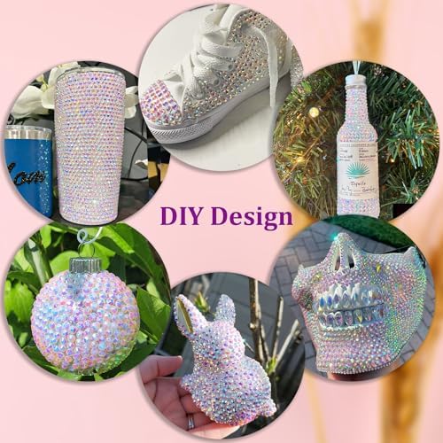 Resin Jelly Rhinestones for Crafting with B7000 Jewelry Glue, 2 Boxes Transparent AB Flatback Crystals with 3Pcs 10ml Glue, Bedazzling Non Hotfix Gems for DIY Tumblers Clothing Shoes Manicure