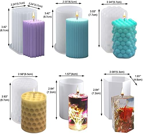 6Pcs Silicone Candle Molds Set for Candle Making