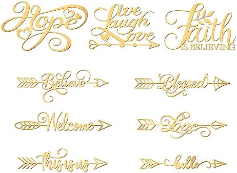 OLYCRAFT 9pcs 1.6x1.6 inch Word Arrows Sticker Blessing Arrow Self Adhesive Gold Stickers Inspirational Word Metal Gold Stickers for Scrapbooks DIY Resin Crafts Phone & Water Bottle Decoration