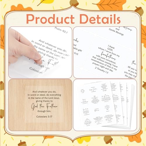 Watersay 240 Pcs Thanksgiving Religious Peelable Stickers for Card Making Selection Peelable Sentiments Stickers for Adults Thanksgiving DIY Card Making Decoration, 4 x 3.5 Inches
