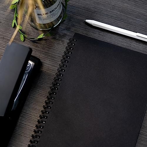 DSTELIN 10 inch x 7.5 inch, 100GSM, Blank Spiral Notebook, 2-Pack, Soft Cover, Sketch book, 120 Pages / 60 Sheets, (Black)