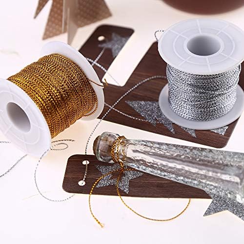 2 Spools 656 Feet Metallic Thread Gold Jewelry Thread Silver Craft String Tinsel String Craft Making Cord