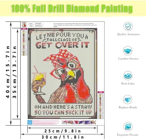 3 Pack Diamond Art Kits for Adults,Chicken Diamond Painting Kits 12x16 Inch