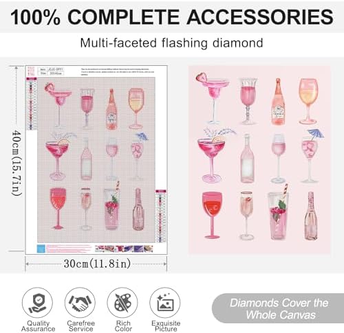 Cocktail Diamond Art Kits for Adults, Diamond Painting Kits for Beginner