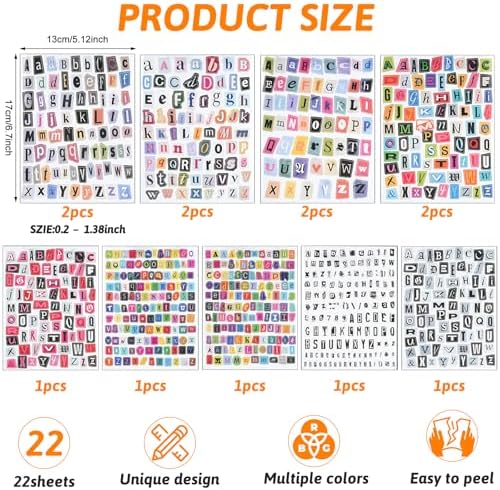1466Pcs Magazine Letter Stickers Waterproof Alphabet Number Stickers