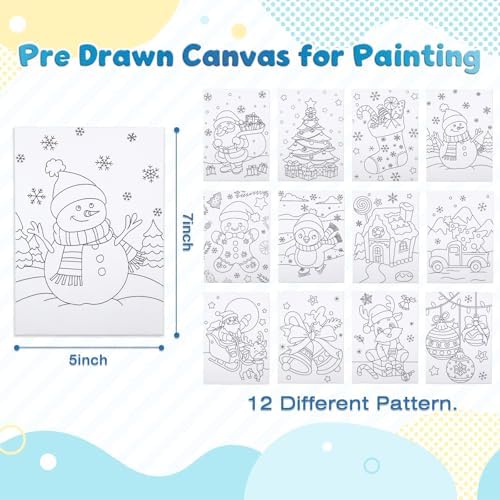 Louise Maelys Christmas Pre Drawn Canvas to Paint for Kids
