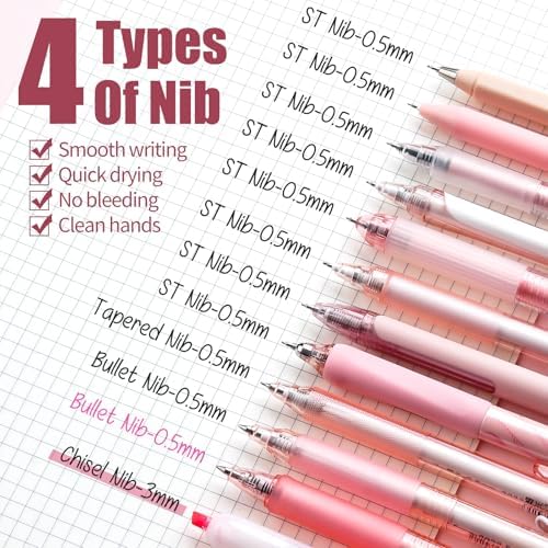Four Candies Cute Pink Pens, Black Gel Ink, Rose - 12ct, 0.5mm Fine Point