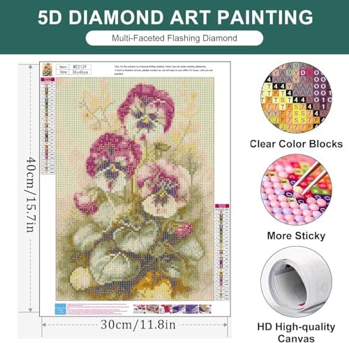 Diamond Art Kits for Adults,Flowers Diamond Painting Kits for Beginner
