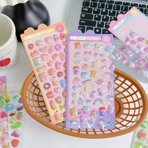 3D Puffy Stickers 8 Sheets 500+ Kawaii Stickers for Phone Case & Handbooks ﻿