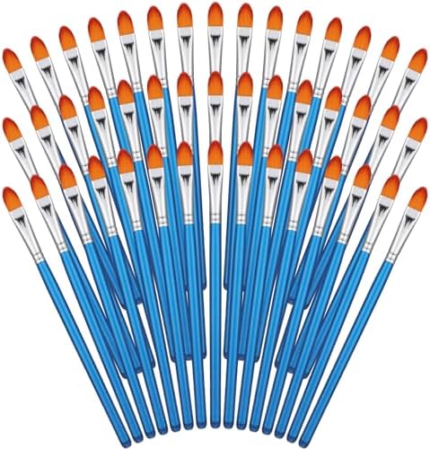 Sherr 48 Pcs Paint Brush Set Bulk Acrylic Brush Wood Paint for Detail Art Crafts Kids Artist Adult Watercolor Oil Face Body(0.7 Inch,Filbert Style)
