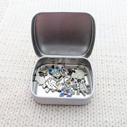 Pretty Warm Designs Sheep Stitch Markers & Storage Tin, Snag Free Set of 6