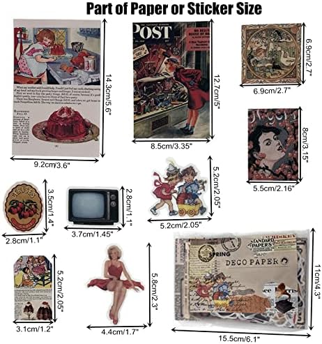 Esweny 200PCS Vintage Scrapbooking Supplies Kit for Journaling,Junk Journal Planners Aesthetic Cottagecore Room Decor Wall Art Collage Album (Retro Memory)