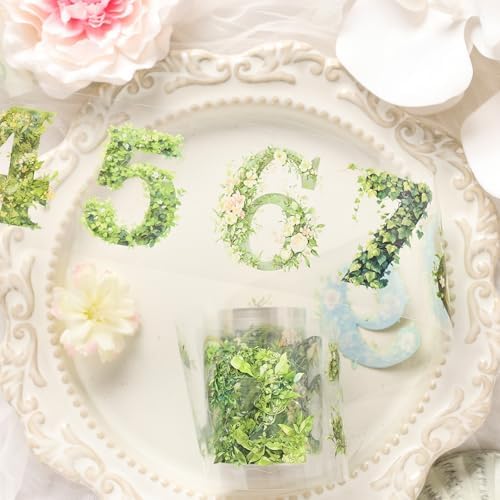 Alideco 6pcs Decorative Adhesive Tapes Vintage Flowers By the Numbers PET Tape Great for Bullet Journal Supplies, Arts, Scrapbook, DIY Crafts, Planners (shuzimima)