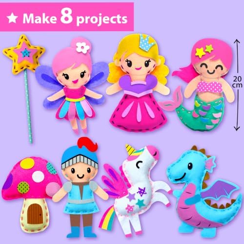KRAFUN Fairy Tales Sewing Kit for Kids Ages 5-10 | 8 Projects