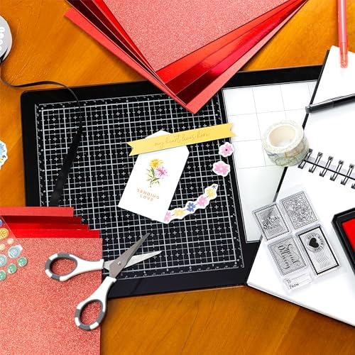 Shimmer Cardstock Paper 8.5 x 11- Assorted Glitter, Metallic, and Pearl Sheets for Crafts, Scrapbooking, Card Making - 20 Pack, 85lb Heavyweight, 230 GSM, Red