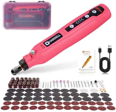 HARDELL Mini Cordless Rotary Tool, 4V 129pcs Rechargeable Rotary Tool Kit | USB Charging Multi-Purpose DIY Tool for Sanding, Polishing, Drilling, Engraving, Woodworking, Craft