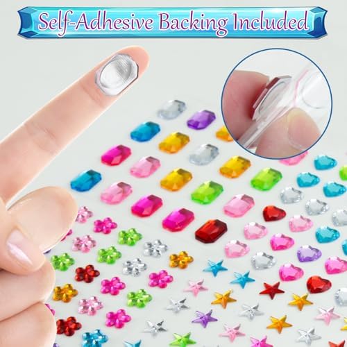 JAMIEWIN 1180pcs Gem Stickers, Self Adhesive Rhinestone Jewel Crafts