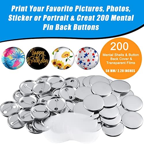 Hicarer 600 Pcs Button Maker Supplies Metal Pin Badge Parts Kit,2.28 Inches