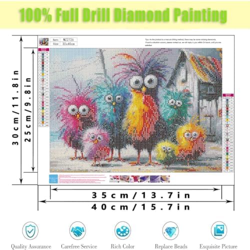 Chicken Diamond Art Kits for Adults,Chicken Coop Diamond Painting 12X16In