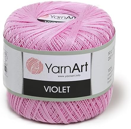 Yarn Art 1 Skein YarnArt Violet,100 Mercerized Cotton Yarn Threads Crochet Lace Hand Knitting Yarn Embroidery Arts Crafts (Pink 319)