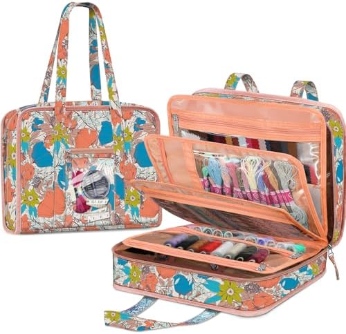 FINPAC Sewing and Craft Supplies Storage Tote Bag with Clear Pockets