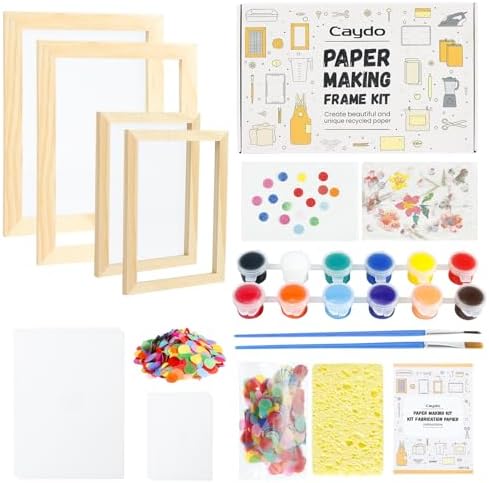 Caydo Paper Making Kit, 2 Size A5 A6 Papermaking Mould and Deckle